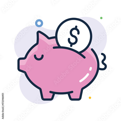 Money savings, budgeting, and ecommerce finance, piggy bank icon design
