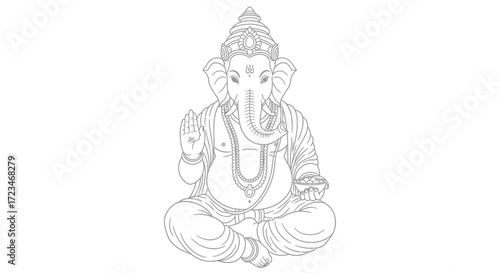 Ganesha Illustration with bowl in hand spiritual art