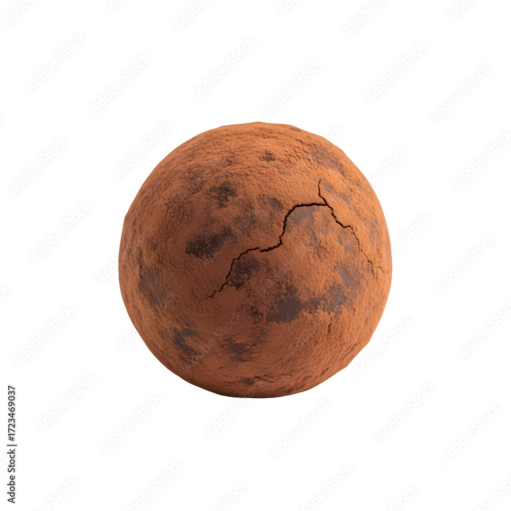 Fototapeta premium Spherical Chocolate Truffle Covered in Cocoa Powder with a Cracked Surface sweet