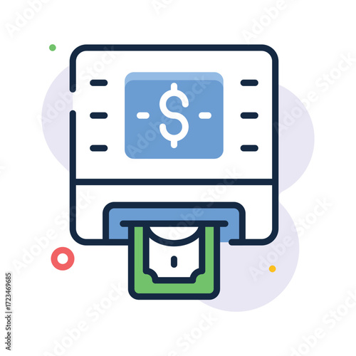 Get this amazing flat outline style icon of atm machine