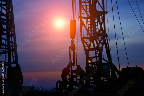 The oil workers in the job