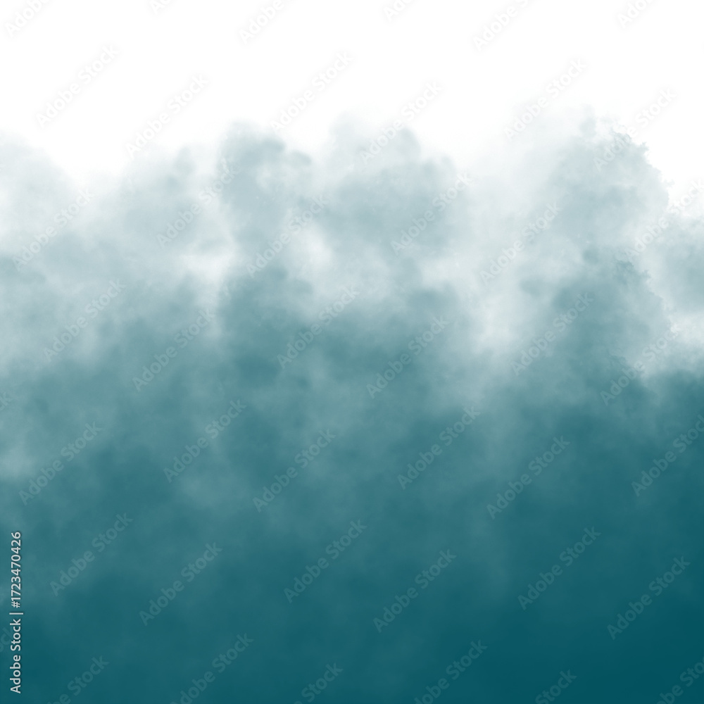 Obraz premium Teal smoky haze mist with fog gradient overlay on transparent background for atmospheric abstract textures