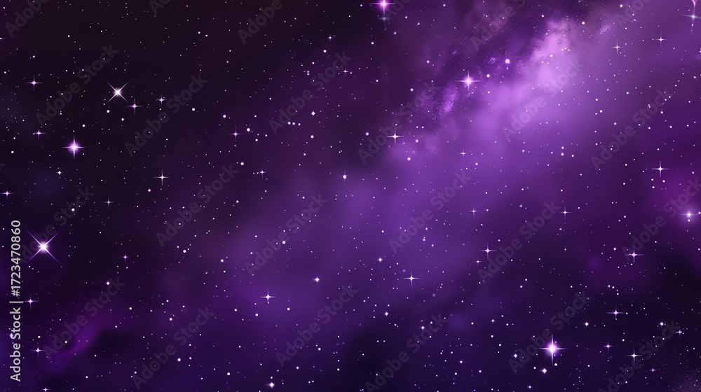 Fototapeta premium Enchanting Purple Starry Sky: A Celestial Tapestry of Deep Violets, Glimmering Stars, and Nighttime Magic for Dreamy Backdrops