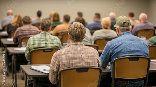 Seminar Breakout Session with Small Groups of Professionals Discussing Educational and Training Topics in a Classroom or Conference Hall Setting  Collaborative Dialogue Knowledge Sharing