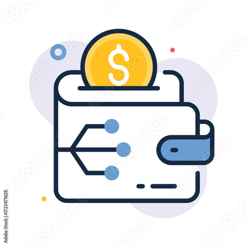 Digital wallet icon representing money storage, finance, and ecommerce shopping