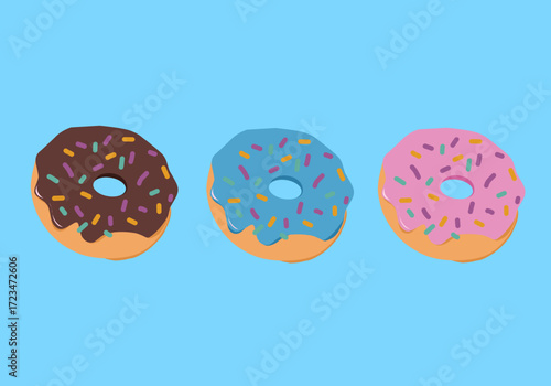 sweet donut with sprinkles, vector illustration for food design concept