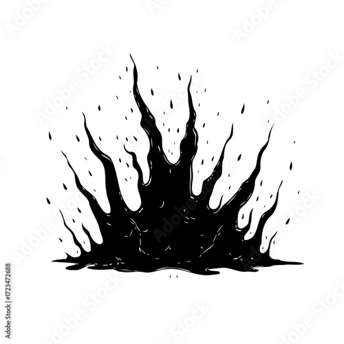 Abstract dark rising organic shapes illustration on white a visual representation of inner turmoil