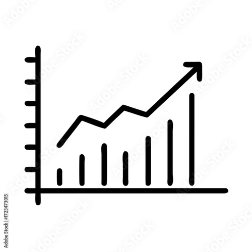 Line graph illustration depicting upward trend in data, showcasing growth and progress, with clear axes and gridlines for easy interpretation of statistics and analytics