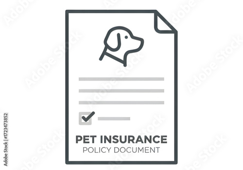 Minimal icon of a pet insurance document — no background, no shadow PNG
