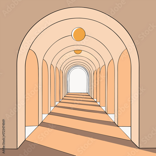 corridor with columns and arches