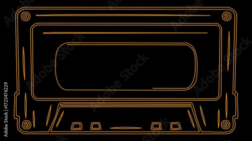 Stroke Animation Old Music Cassette Black Background
