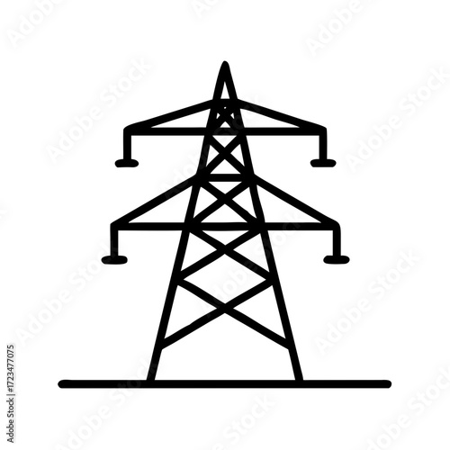 Power line pylon illustration in minimalist style  