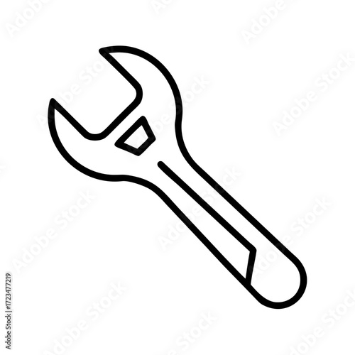Adjustable wrench tool outline in minimalist style for repair concept  