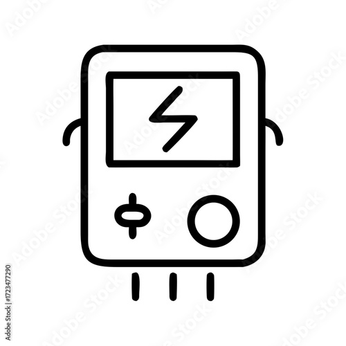 Electric meter illustration with power symbol and simple design  