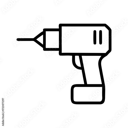 Electric drill in minimalistic design on white background  