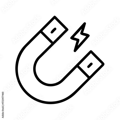 Magnet illustration with broken ends representing energy concept  
