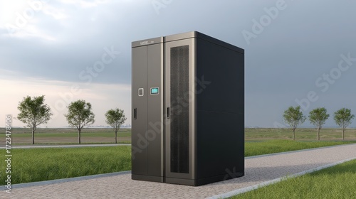 Modern Data Center Structure in a Green Landscape Setting