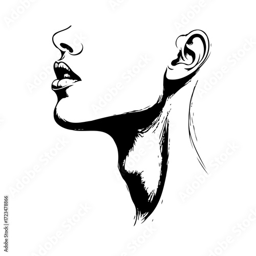 Elegant monochrome woman's silhouette artistry portraying abstract feminine essence with graceful
