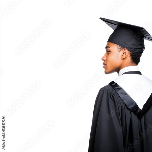 Proud Graduate in Cap and Gown Celebrating Academic Achievement