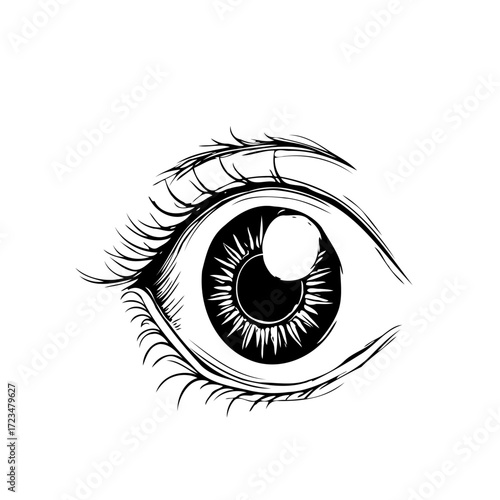 Expressive monochrome eye illustration conveying depth emotions and artistic representation in an