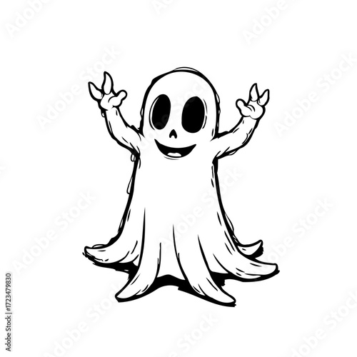 Friendly ghost cartoon illustration offering a playful boo a spooky halloween spirit illustration