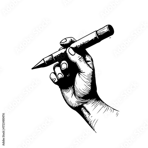 Hand holding a pencil creative artistic process drawing sketching design tool graphic