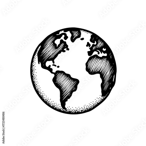 Hand sketched earth globe illustration showcases continents and global interconnectedness