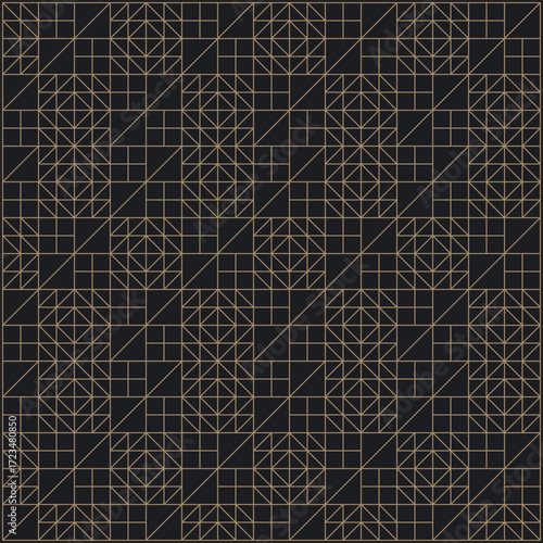 Black gold geometric seamless pattern background for wall decor, textiles and interior design.
