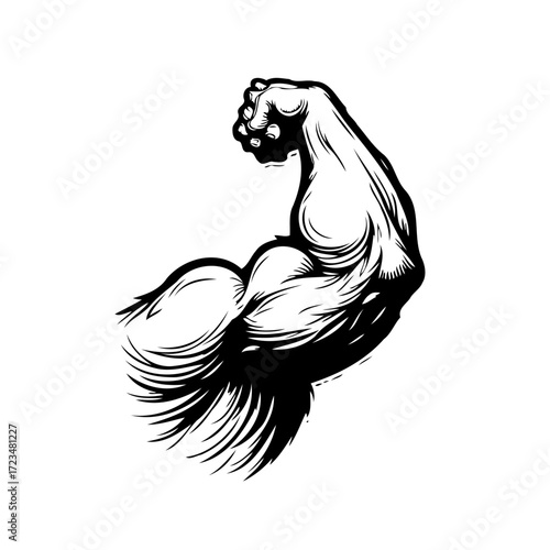 Illustration showcasing a sculpted and powerful arm symbolizing strength determination and the