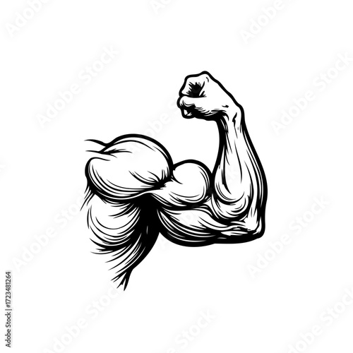 Illustration showing muscular biceps strength a visual representation of human body training with