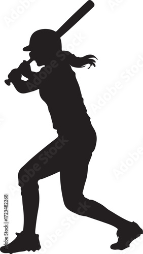 Silhouette of a baseball player swinging a bat.