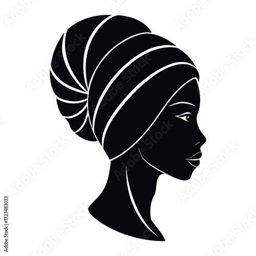 African Woman Silhouette with Head wrap