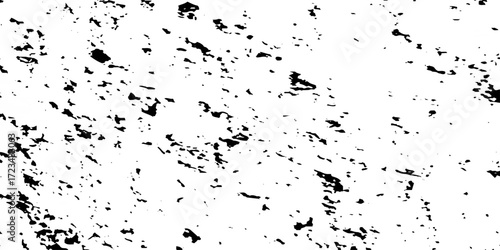 Distress urban overlay spotted concrete grain surface grainy noise rust wall grunge black splatter and white background. damaged chalk crack rough ink wall texture.	