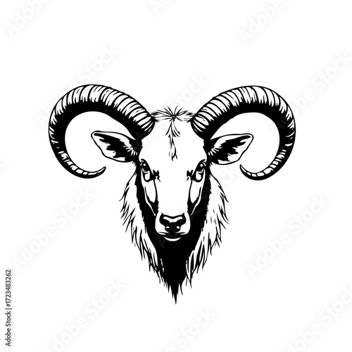 Majestic ram illustration with spiraling horns a symbol of strength and determination in nature
