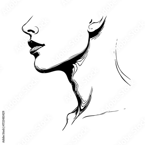 Minimalist elegance portrait showcasing a striking female silhouette, the art's simplicity