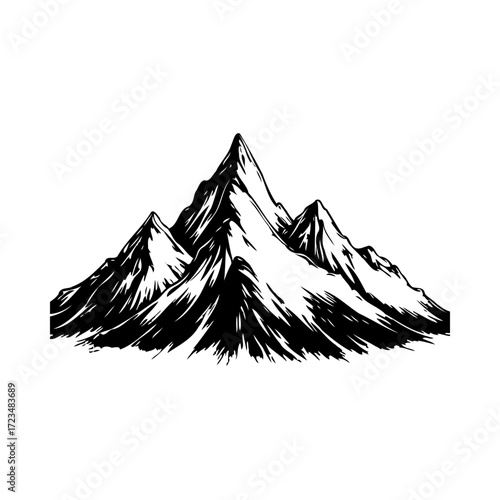 Monochromatic peak illustration capturing the dramatic presence of a mountainous range evoking