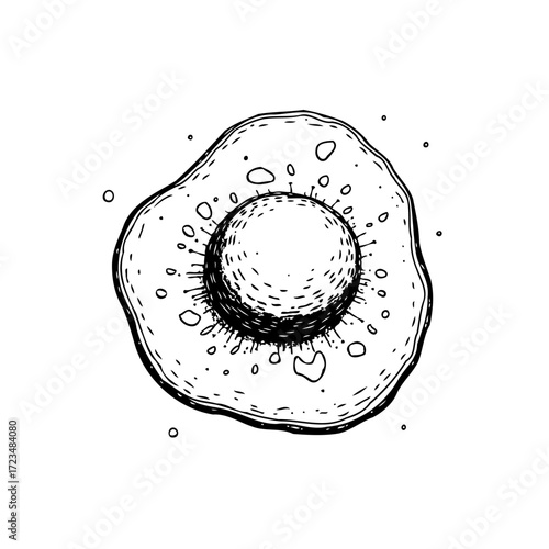 Monochrome depiction of an egg design, highlighting its textured surface and irregular abstract