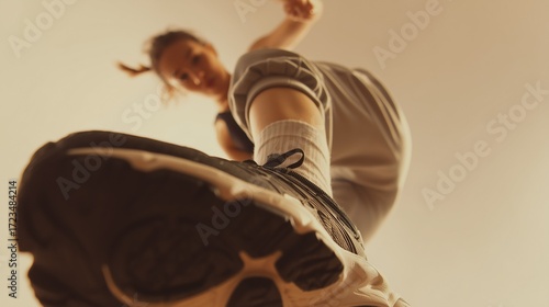 Sports Woman, Low Angle, Female Athlete.