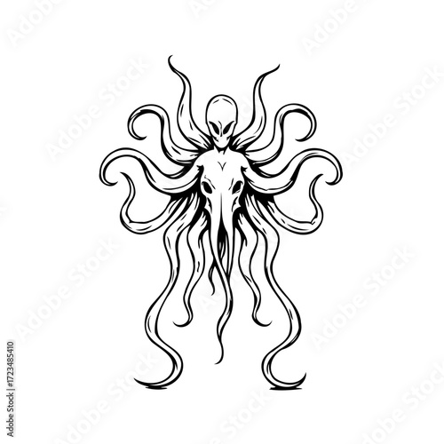 Mystical alien deity illustration of a cosmic entity with tentacles offering otherworldly