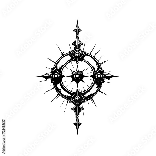 Ornate compass design with celestial elements forming direction points creating sophisticated