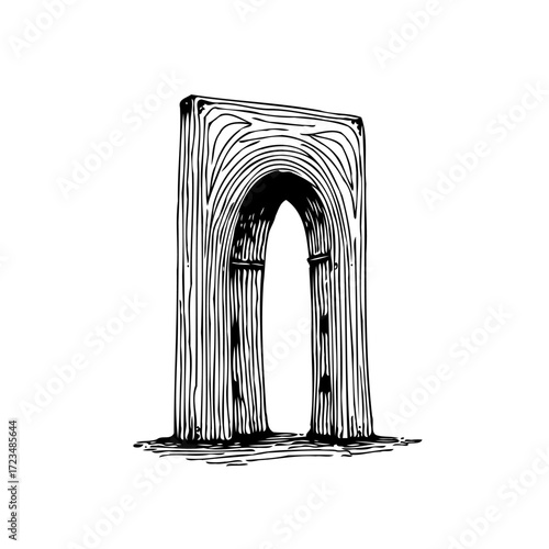 Ornate architectural archway illustration providing a glimpse into history and design with classic