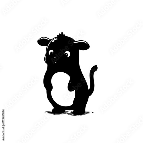 Playful cartoon animal illustration with curious expression conveying innocence and a whimsical