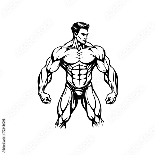 Powerful male physique illustration conveying strength determination and dedication a symbol of