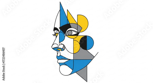 Geometric abstract face art vector design illustration for modern graphic design projects and creative artwork