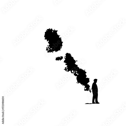 Silhouette contemplation the fragility of existence visualizing personal turmoil through symbolic