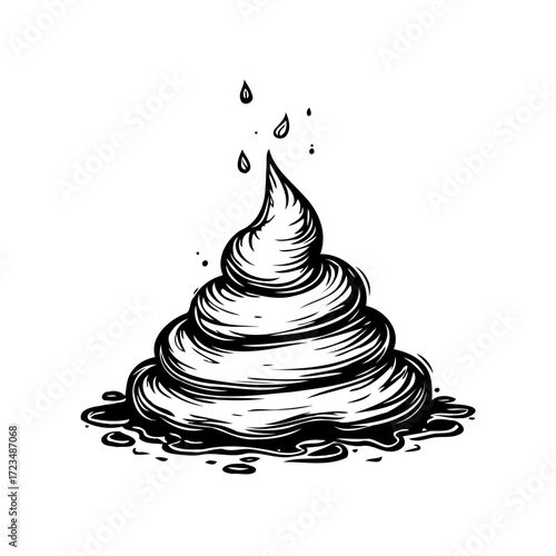 Sketch illustration of a swirl, with drizzles, depicting abstract art concept or creative design