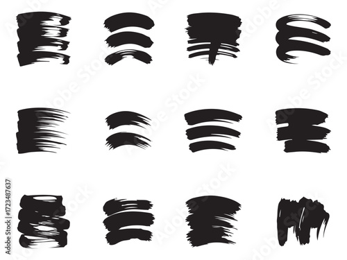 A Set of Rough Charcoal & Dry Brush Stroke Shapes – Vol.1
