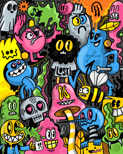 Vibrant, quirky monsters collection with playful characters and energetic designs perfect for creative projects