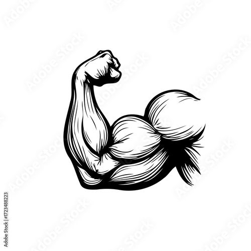 Stylized depiction of a muscular arm demonstrating strength and fitness through line work and