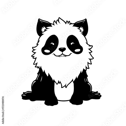 Stylized panda illustration with fluffy fur and expressive eyes evokes warmth and playfulness its